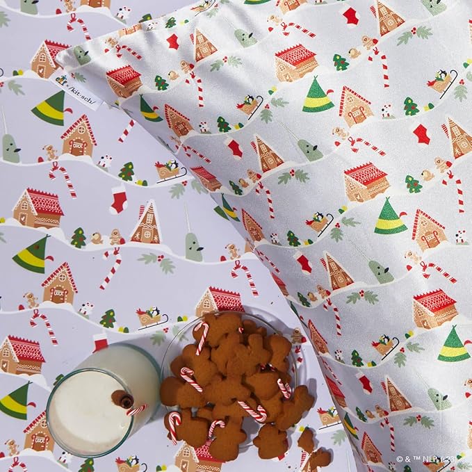 Kitsch x Elf Periwinkle Christmas Satin Pillowcase, Softer Than Silk Pillow Cases King, Cooling Pillow Covers, Satin Pillowcase with Zipper for Hair, Skin & Quality Sleep, Wrinkle-Free, Smooth, 19x36