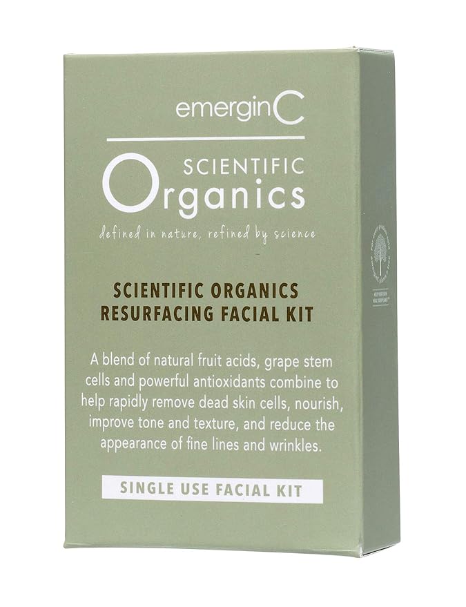 emerginC Scientific Organics Resurfacing Facial Kit - Single-Use Exfoliating Skincare Set for Removing Dead Skin Cells + Reducing Appearance of Wrinkles - DIY Facial Kit