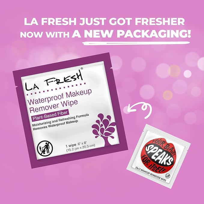 La Fresh 24/7 Makeup Remover Wipes, Easily Remove Waterproof Makeup and Moisturizing, Pack of 50 Individually Wrapped Wet Wipes, Skincare Travel Essentials