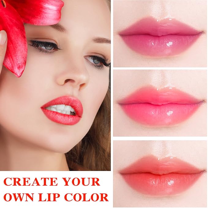 4 Pcs Color Changing Change Lipstick,Magic Lipstick Jelly Lip Balm,Moisturizer Tinted Lip Tint Stain Long Lasting Waterproof Temperature Color Change Lip Gloss