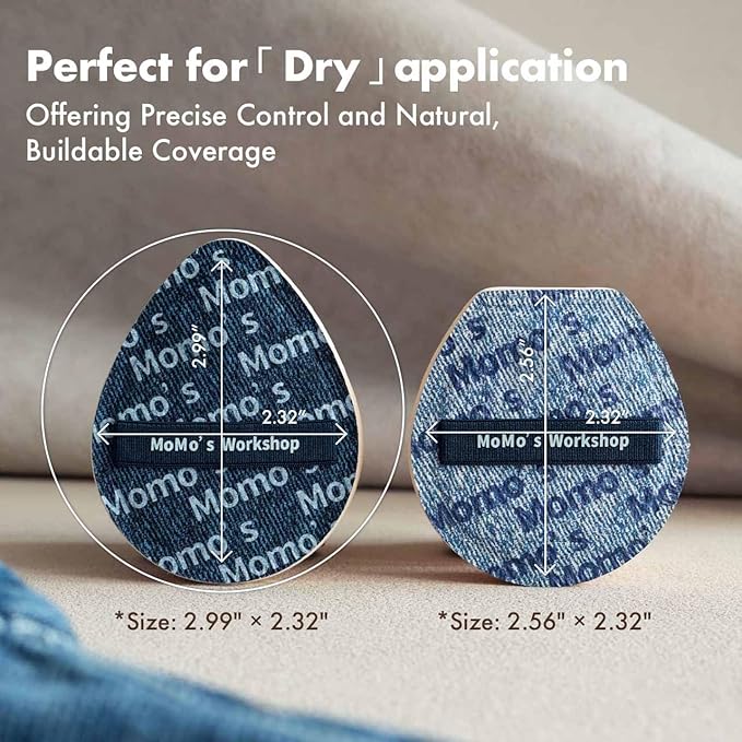 Blue Denim Makeup Sponges,Super Soft Blenders for Liquid Foundation, Dual Design (Egg + Flat Edge), Natural Skin-Like Finish, Makeup Puffs for Blending,Travel Friendly,2pcs for Halloween Themed