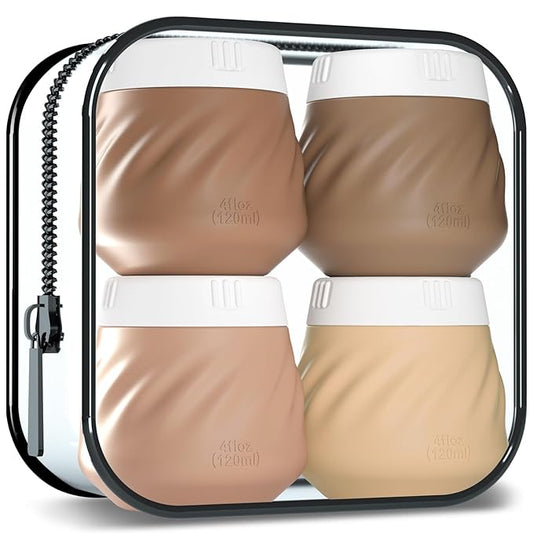 Gemice 4 OZ Travel Size Containers for Toiletries, 4-Pack Leak-Proof Silicone Slime Jars with Lids, BPA Free Small Round Cosmetic Slime Container for Lotion, Cream, Ointments, Travel Essentials