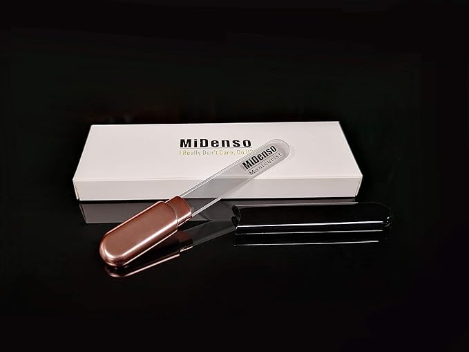 Premium Glass Nail File with Case, Crystal Diamond Salon Best Beauty Nail Buffer for Natural and Acrylic Nails Christmas Gift for Woman and Man,Black Gold