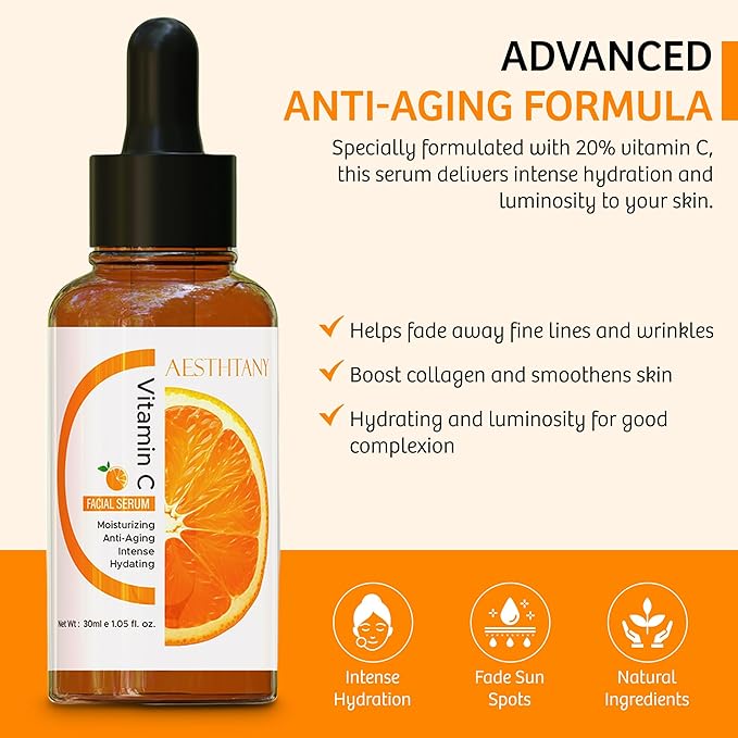 Best Vitamin C Serum for Face with Vitamin E, Retinol & Hyaluronic Acid - Anti Aging Serum For Fine Lines, Dark Spots, Wrinkles, Face Moisturizer & Hydrating - All Skin Types of Men & Women | 1Fl Oz