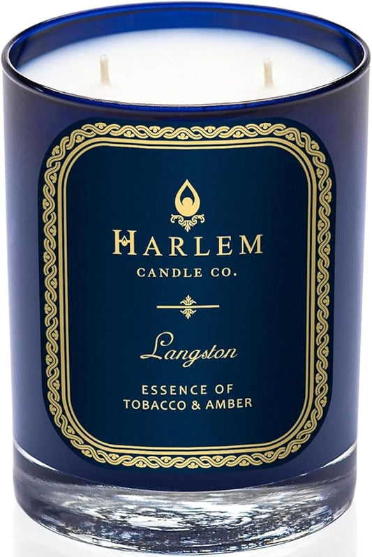 HARLEM CANDLE CO. Langston - Luxury Scented Soy Candle, 11 oz - 80-Hour Burn Time | Jasmine, Sandalwood, Nutmeg, Clove, Vanilla, Leather | Scented Candles for Home