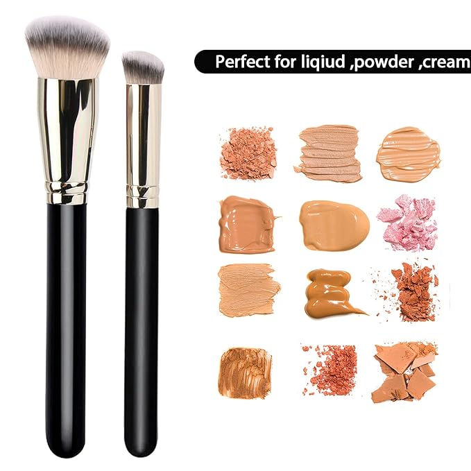 Makeup Brushes DPOLLA Pro Foundation Brush and Flawless Concealer Brush Perfect for Any Look Premium Luxe Hair Contour Brush Perfect for Blending Liquid,Buffing,Cream,Sculpting,Mineral Makeup