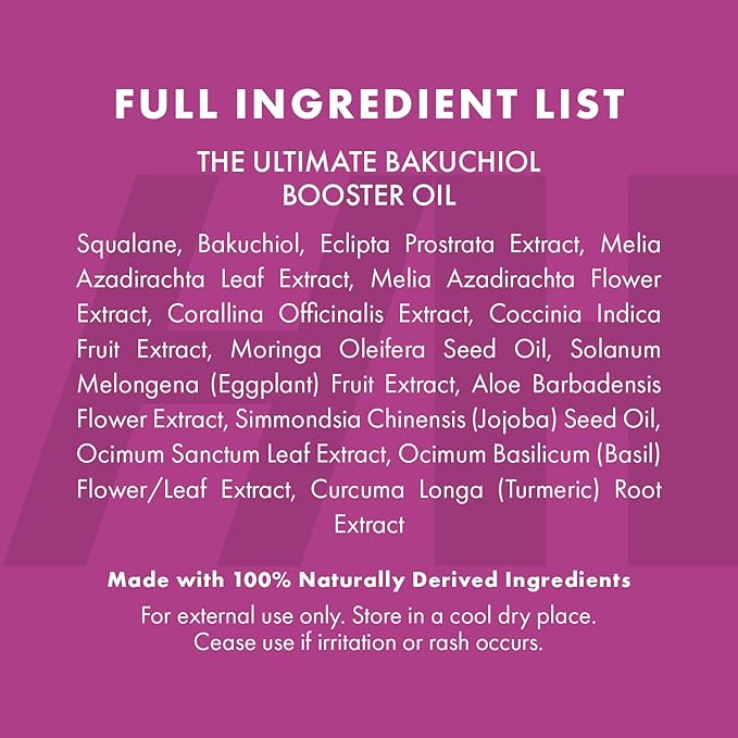 Handmade Heroes 2% Bakuchiol Oil Lifting and Firming Oil for Guasha Neck, and Décolleté, All Natural Retinol Alternative For Radiant and Line Smoothing 0.75oz