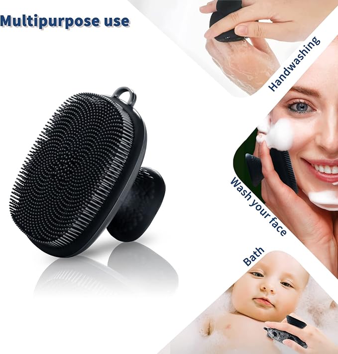 VWMYQ Face Scrubber, Silicone Face Scrubber for Men Facial Cleansing Brush Silicone Face Wash Brush Manual Waterproof Cleansing Skin Care Face Brushes for Exfoliating- Black