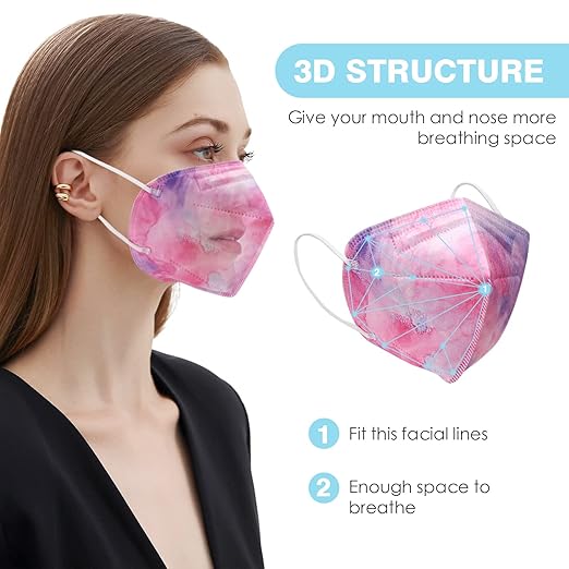 50 Pcs KN95 Face Maks for Audlts (Tie Dye)