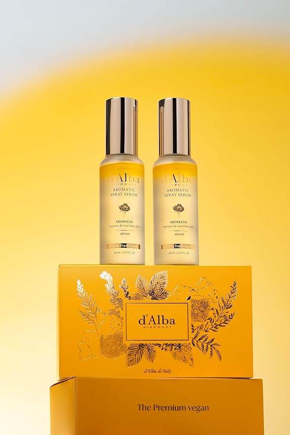 d'alba Piedmont White Truffle Vegan Gift Set, 2 bottles First Aromatic Spray Serum, Deep Hydration & Antioxidant Care, Vegan Facial Mist