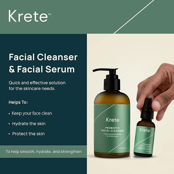 krete Probiotic Facial Cleanser 30-Second Routine for Glowing, Healthy Skin – 8 Ounces of Perfect Care for All Skin Types