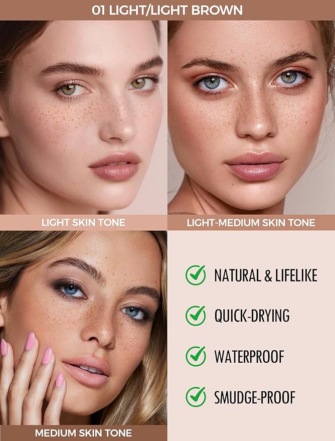 Anglicolor Faux Freckle Pen, Fake Freckle Stamp, Long Lasting, Waterproof, Smudge-proof, Transfer-proof, Natural Sun-kissed Makeup, Suitable for All Skin Types, Vegan & Cruelty-Free (01#Light, 1.5g)