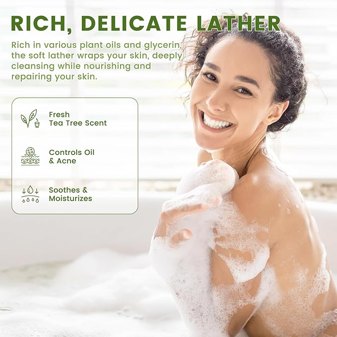 MAYJAM Tea Tree Oil Soap Bar, Natural Botanical Tea Tree Bar Soap with Vitamin E, Pure Plant Oil Bath Soap for Body Face Fights Acne, Tinea, Ringworm, Skin Itch Irritation and Prevents Breakouts