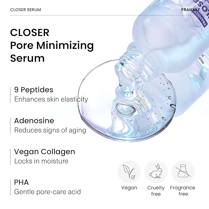 FRANKLY Pore Perfecting Set : Closer Serum, Toner Pads & Cleansing Oil | Deep Cleansing, Hydration, Pore Refining | For Sensitive, Oily & Acne-Prone Skin | Vegan | glass skin korean skincare set