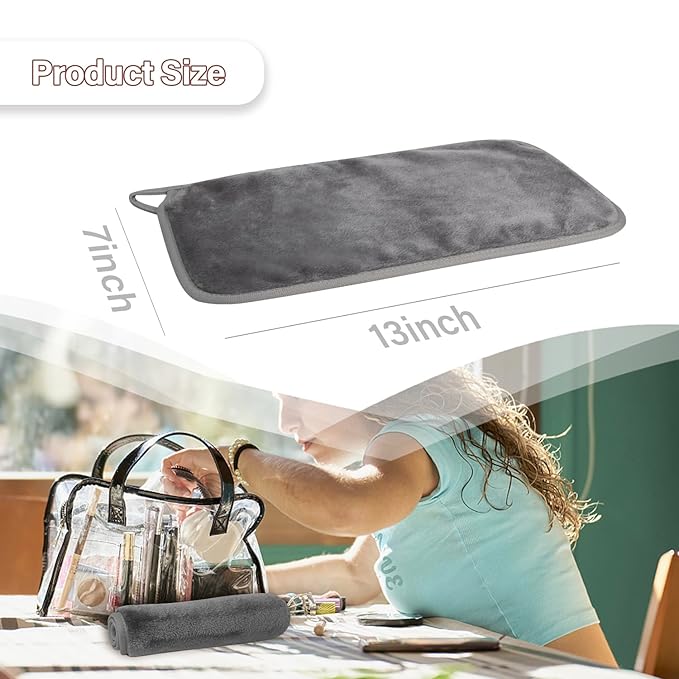 Nugilla Makeup Remover Cloths, 8 Packs Makeup Remover Towels Reusable Face Wash Cloth, Soft Makeup Remover Microfiber Face Cloth for Women(Neutrals)