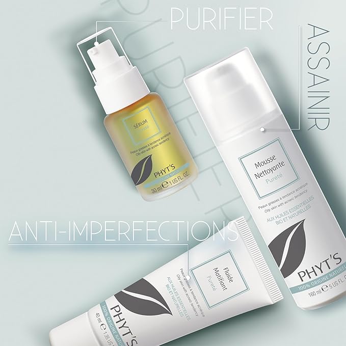 Phyts Purity Mattifying Fluid - Face Moisturizer for Oily Skin - Face Cream with Absorbent Silicas and Essential Oils - Refines Skin Texture - 1.35 oz