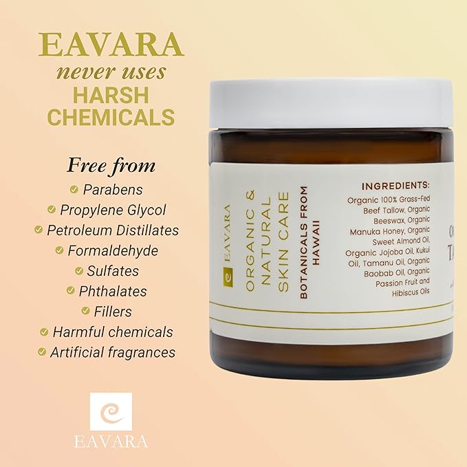 Beef Tallow for Face, Moisturizer with Manuka Honey & Pure Essential Oils, Organic Face & Body Balm, Natural Skincare with Jojoba, Sweet Almond, Tamanu & Baobab Oils, Made in USA, 4oz