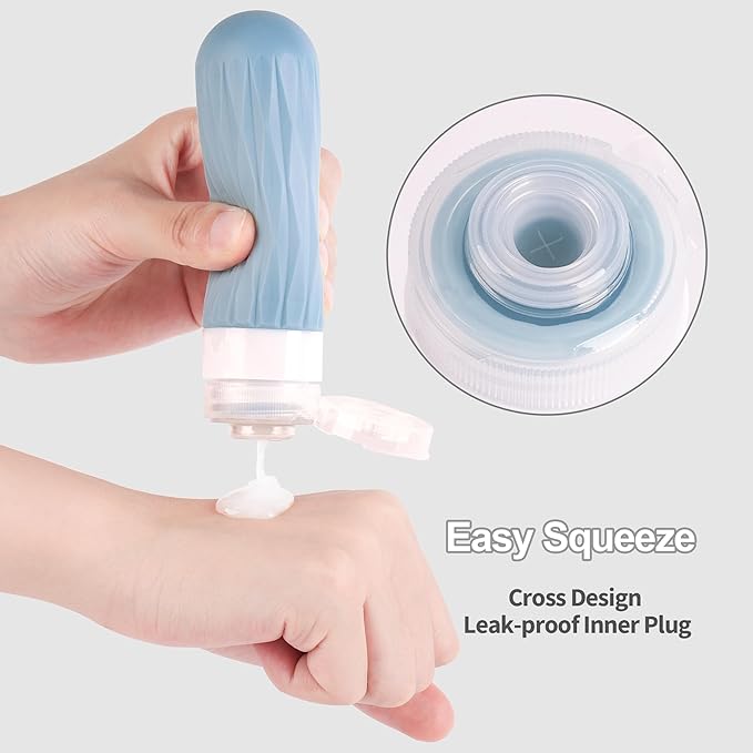 Travel Bottles for Toiletries, TSA Approved Travel Size Containers, 3oz Travel Size Toiletries Bottles, Leakproof & Refillable Silicone Travel Bottles for Shampoo Conditioner (Dark Green, 3 Ounces)