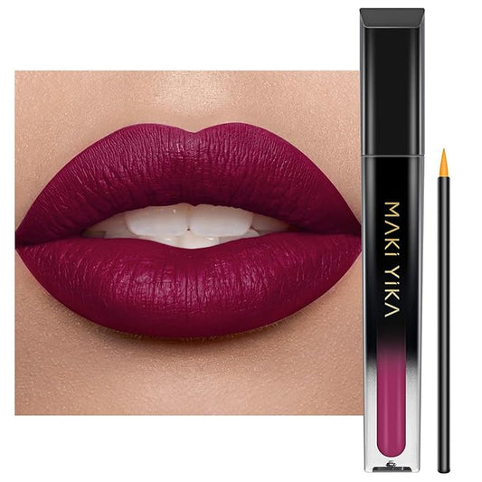 MAKI YIKA Dark Purple Lipstick for Women Color Stay Long Lasting Lipsticks, No Smudge Purple Matte Liquid Lipstick Transferproof Cruelty-Free Lip Color, In Charge