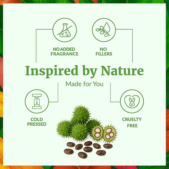 SVA Castor Seed Oil Organic - 16 Fl Oz – 100% Natural Cold Pressed Organic Castor Oil - for Face, Skin Care, Hair Care, Scalp Massage & Body Massage with Pump