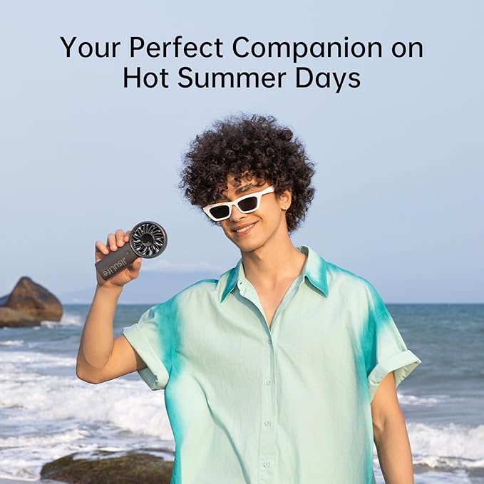 JISULIFE Handheld Fan Life4, 5000mAh Portable Rechargeable Fan, 5-Speed Turbo Wind, 15 Hrs Cooling, LED Display, Gifts for Men/Women, Essential for Travel,Beach,Vacation,Makeup,Concerts,Cruise-Black