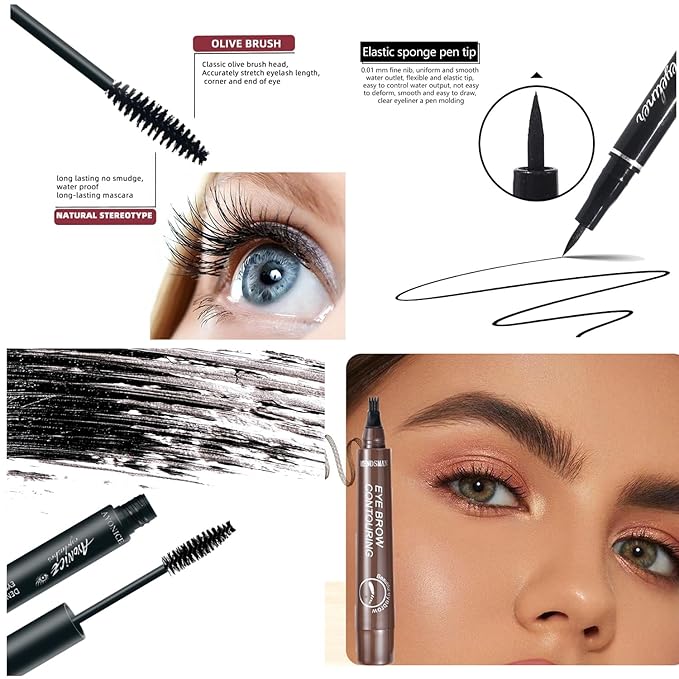 Makeup Sets for Women All in One Makeup Kit with Eyeshadow, Foundation, Lipstick, Brushes, Eyeliner Stamp, Eyeliner,Mascara, Eyebrow Pencil, False Eyelashes