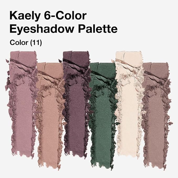 Kaely 6 Colors Mini Neutral Eye Shadow Palette Makeup, Taupe Rosy Brown Smokey Plum Forest Green Nude Beige Cocoa Brown Matte Eyeshadow Palette for Older Women Pigmented Waterproof, Cruelty-free, 11