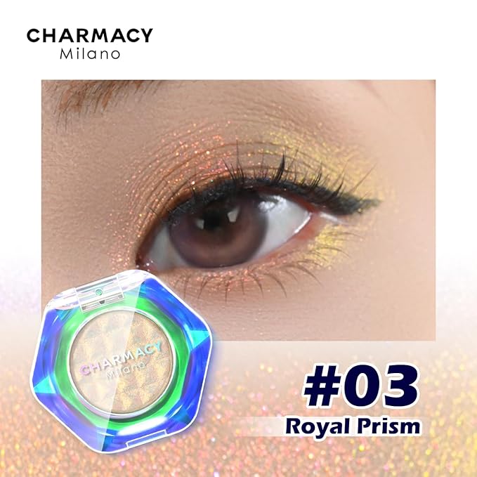 CHARMACY Multichrome Glitter Eyeshadow, Intense Pigmentation Chameleon Sparkling Eyeshadow, Bright Highlighter Duochrome Eye Make Up, Multi-Reflective Finishes Glitter Metallic Eye Makeup #03