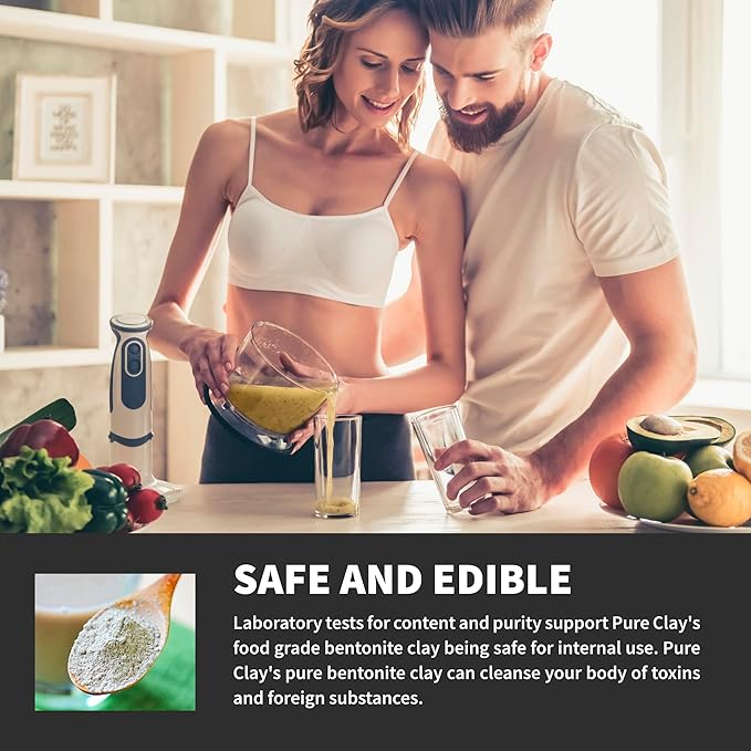 Organic Calcium Bentonite Clay Powder Bulk Bag (32oz), Aztec Drink Powder, Food Grade, Full Body Mask, Indian Healing Clay