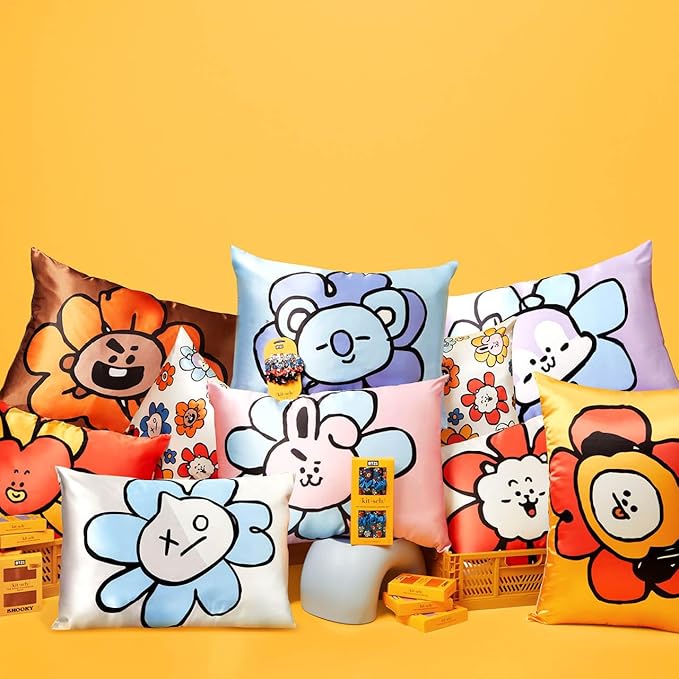Kitsch x BT21 (Van) Satin Pillowcase with Zipper for Hair & Skin - Softer Than Silk Pillow Cases, Smooth Cooling Pillow Cover, Wrinkle-Free, Machine Washable, Queen/Standard (19x26)