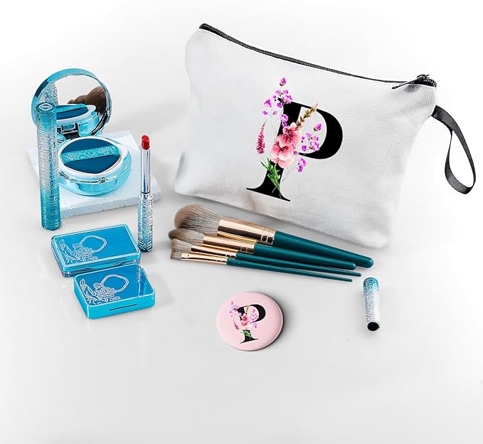 Happy Birthday Friendship Womens Bridesmaid Coolest Gifts for Sister Teacher Coworkers Personalized Travel Makeup Cosmetic Bag with Mirror Valentines Mothers Day Christmas Graduation P