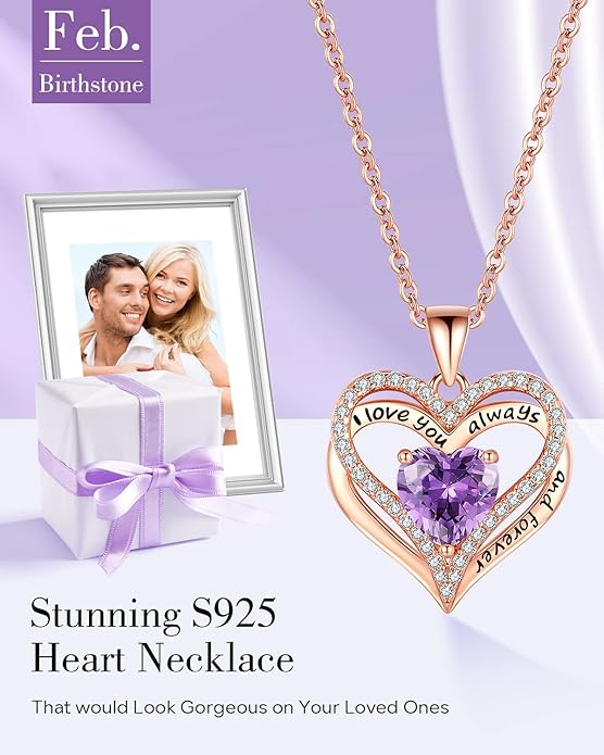 S925 Sterling Silver Necklace for Women, Wife Jewelry Rose Gold, Mom Birthday Valentines Mothers Day Gifts, Girlfriend Necklaces, Daughter Heart Jewel, Anniversary for Her