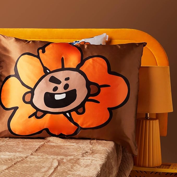 Kitsch x BT21 (Shooky) Satin Pillowcase with Zipper for Hair & Skin - Softer Than Silk Pillow Cases, Smooth Cooling Pillow Cover, Wrinkle-Free, Machine Washable, King Size (19x36)
