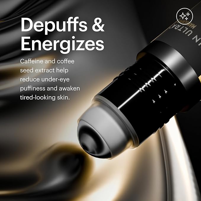 MANSCAPED® Skin Ultra™ Eye Serum - Fast-Acting Formula with Caffeine, Red Algae & Ceramides to help Depuff & Hydrate Skin, Cooling Rollerball Applicator, Fragrance-Free, 0.5 fl oz.