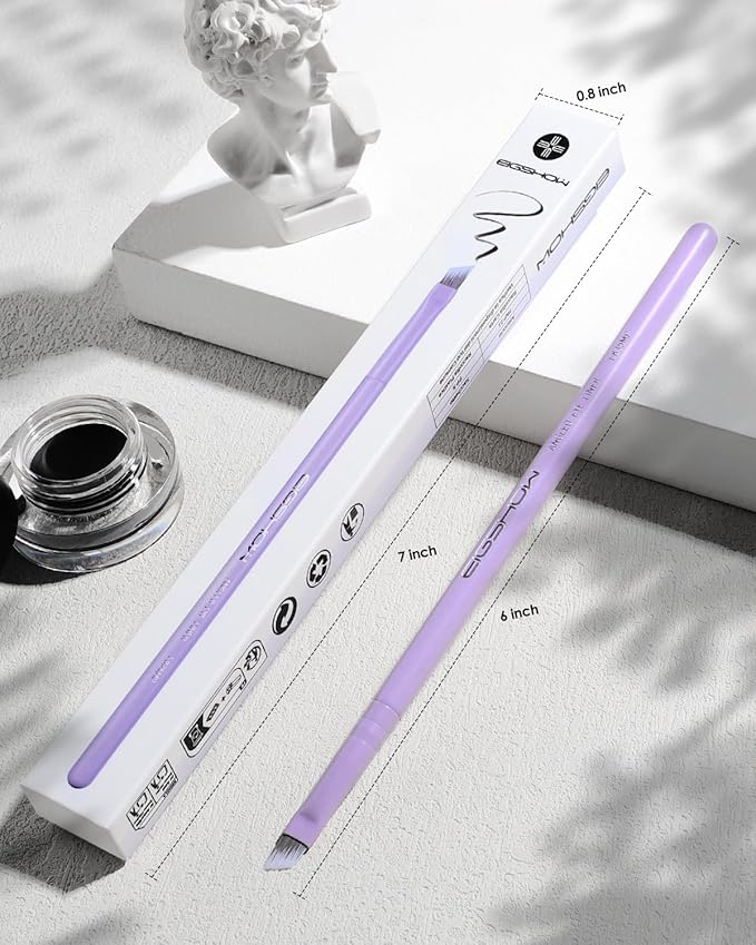 Eyeliner Brush Fine Angled - EIGSHOW PRO Precision Gel Liner Brush with Silver Ion Bristles - Ultra Thin - Vegan & Cruelty-Free (E835MP)
