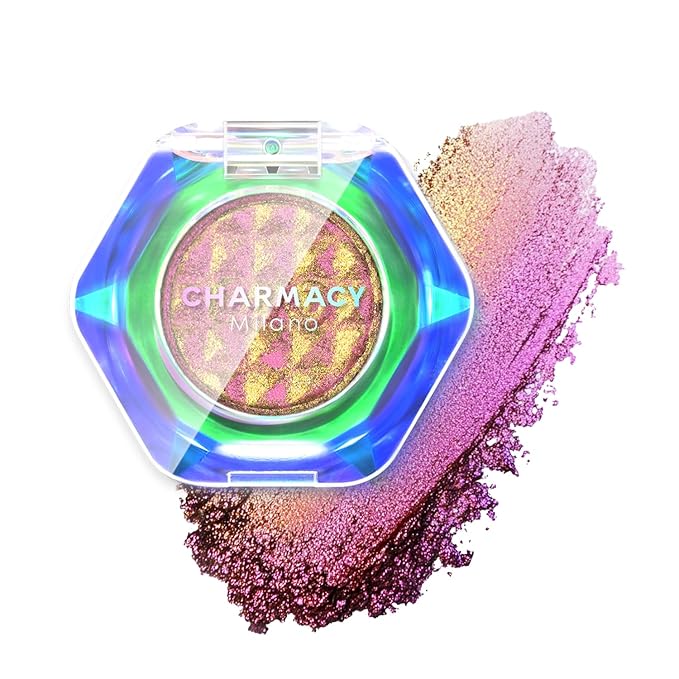 CHARMACY Multichrome Glitter Eyeshadow, Intense Pigmentation Chameleon Sparkling Eyeshadow, Bright Highlighter Duochrome Eye Make Up, Multi-Reflective Finishes Glitter Metallic Eye Makeup #01