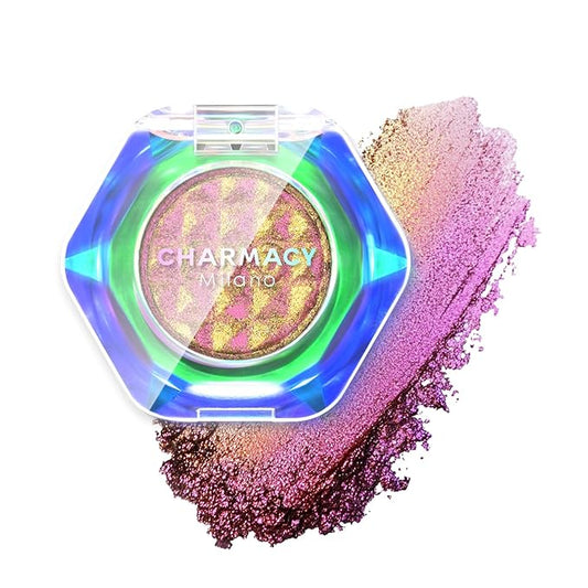 CHARMACY Multichrome Glitter Eyeshadow, Intense Pigmentation Chameleon Sparkling Eyeshadow, Bright Highlighter Duochrome Eye Make Up, Multi-Reflective Finishes Glitter Metallic Eye Makeup #01