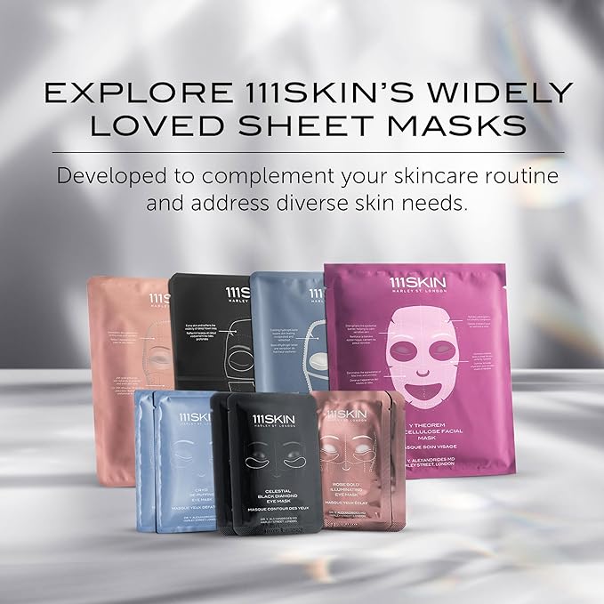 111SKIN Y Theorem Bio Cellulose Facial Mask for All Skin Types, Hydrating Face Mask with NAC Y2, Ectoin & Centella Asiatica, Enhances Skin Elasticity, Skincare Sheet Masks for Self Care, 5x 0.78 fl oz