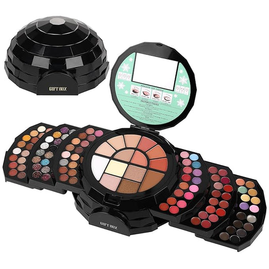 110 Colors Makeup Kit for Women Girl Full Kit Gift Set with Mirror All in One Make up Palette Included Eyeshadow Glitter Lipstick Concealer Eyeliner Eyebrow Highlighter Contour Blusher Compact PowderN