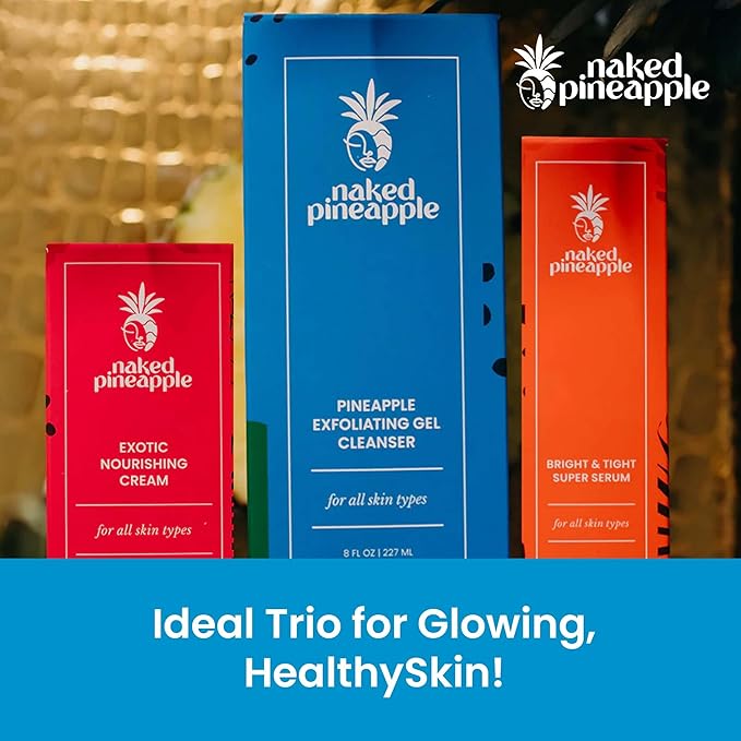 Starter Kit: Cleanser, Serum & Cream Trio with Pineapple Enzymes – For Hydrated, Firm, Radiant Skin & a Glowing Complexion