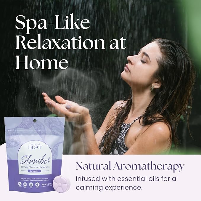 TLG Slumbers Shower Steamers Aromatherapy 7 Pack – USA Made with Extra Menthol, Lavender Essential Oil – Relaxing Shower Bombs for Sleep, Stress Relief & Spa – Gift for Men & Women