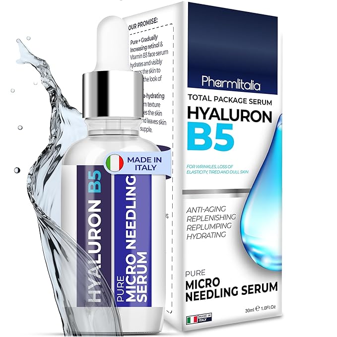 Micro Needling Serum for Face - Hyaluronic Acid Total Package Serum with Vitamin B5 - Acido Hialuronico for Sensitive Skin, Anti- Aging, Brightening, Uneven Skin Tone, Fine Lines & Wrinkles