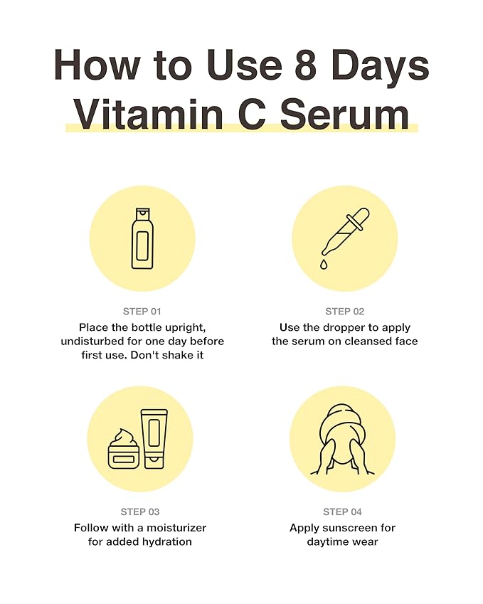 VARIHOPE 8 Days Vitamin C Serum - High-Potency Ascorbic Acid for Brightening, Dark Spot Care & Even Skin Tone, Korean Skin Care Ampoule for Glowing, Radiant Skin, 0.5 fl oz