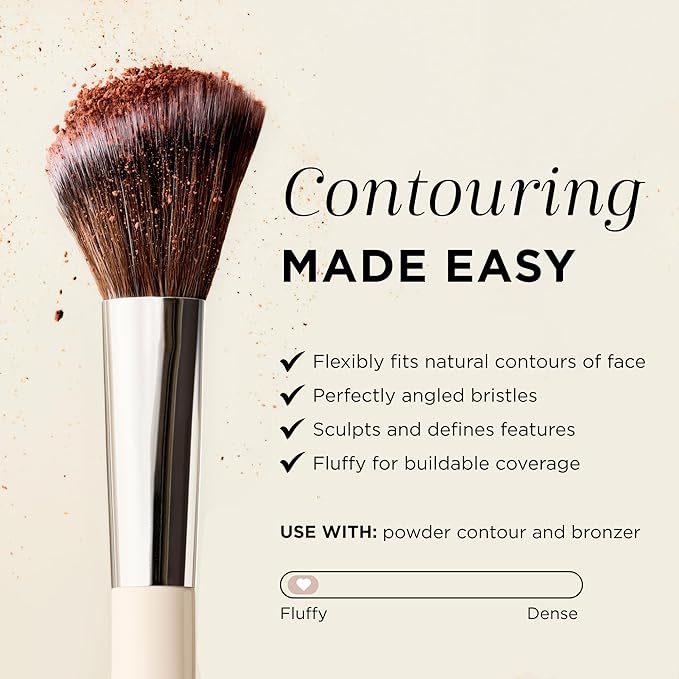 HALEYS Contour Brush VEGAN + CRUELTY-FREE, Angled & Tapered with Fluffy Bristles, Ideal for powder, cream, liquid, Use with blush, contour, bronzer, Sustainable Wood