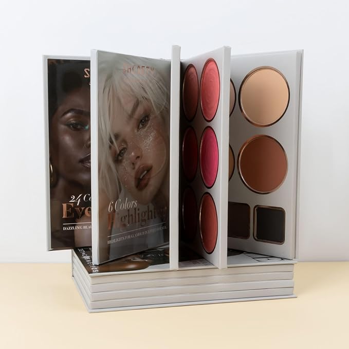 4-Layer Multi - Functional Beauty Book Kit- Style Makeup Palette Ingeniously Combines Eyeshadows, Blushes, Highlighters, Contour Powders In One,Best Choice for A Gift for Women (SH2511A)