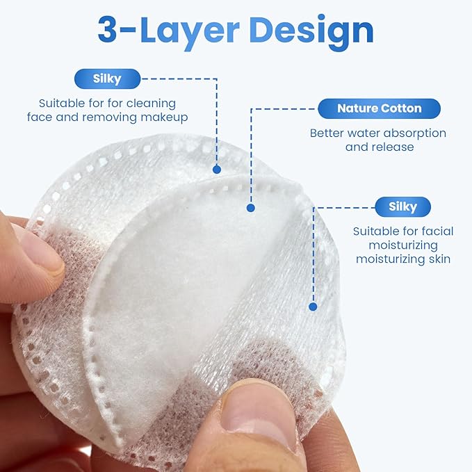 Cotton Rounds 320 Count, Cotton Pads for Face, Soft, Lint-Free, Super Absorbent Makeup Remover Pads for All Skin Types, Used for Removing Makeup, Applying Toners, Facial Cleansing, Nail Care