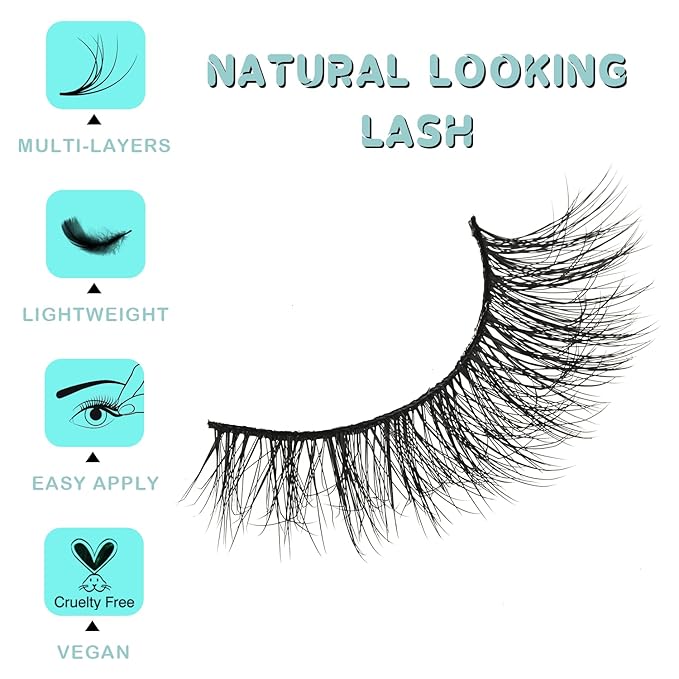 Natural Lashes Wispy Eyelashes Fluffy Mink Lashes Naturl Look Small Strip Eyelash 10 Pairs Short Lashes Pack Lightweight Cat Eye Lash Strips Set Soft Fake Eyelash (Flare Lash | 8-14mm)