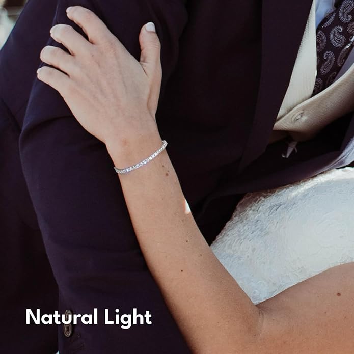 KRKC&CO Lab-Grown Moissanite Tennis Bracelet Women, Luxury Anniversary Wedding Bridal Gift for Wife, 2.2-13.8 ct.tw, D Color VVS1, 925 Sterling Silver 14K Golden Plated, Hypoallergenic, Everyday Jewelry