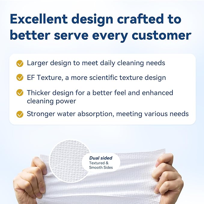 Disposable Face Towelettes, Makeup Remover Dry Wipes, Ultra Soft, 100% Biobased 100 PCS