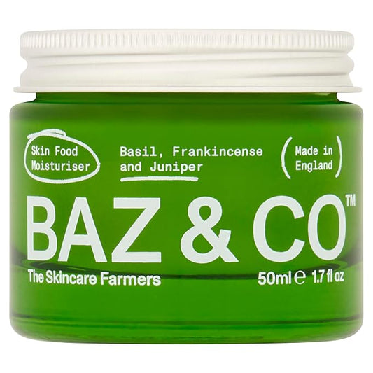 BAZ & CO Skin Food Moisturizer Face Cream for Men 1.7 Fl Oz with Basil, Frankincense and Juniper